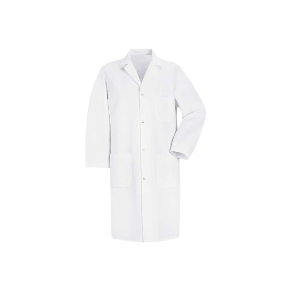 Red Kap  Men's Gripper-Front Lab Coat, White, Poly/Cotton, XL
